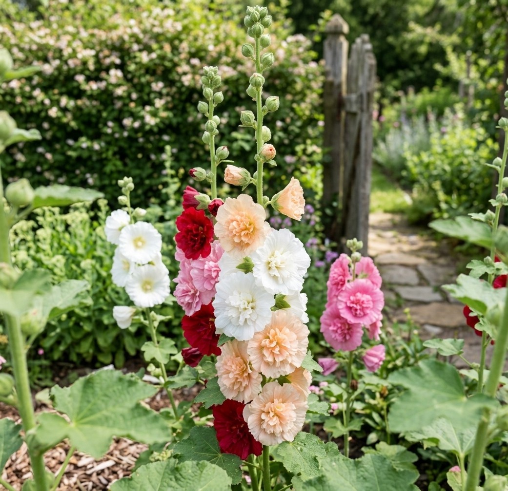 100pcs Alcea Rosea Hollyhock Seeds Ornamental Perennial Flower Garden Decor