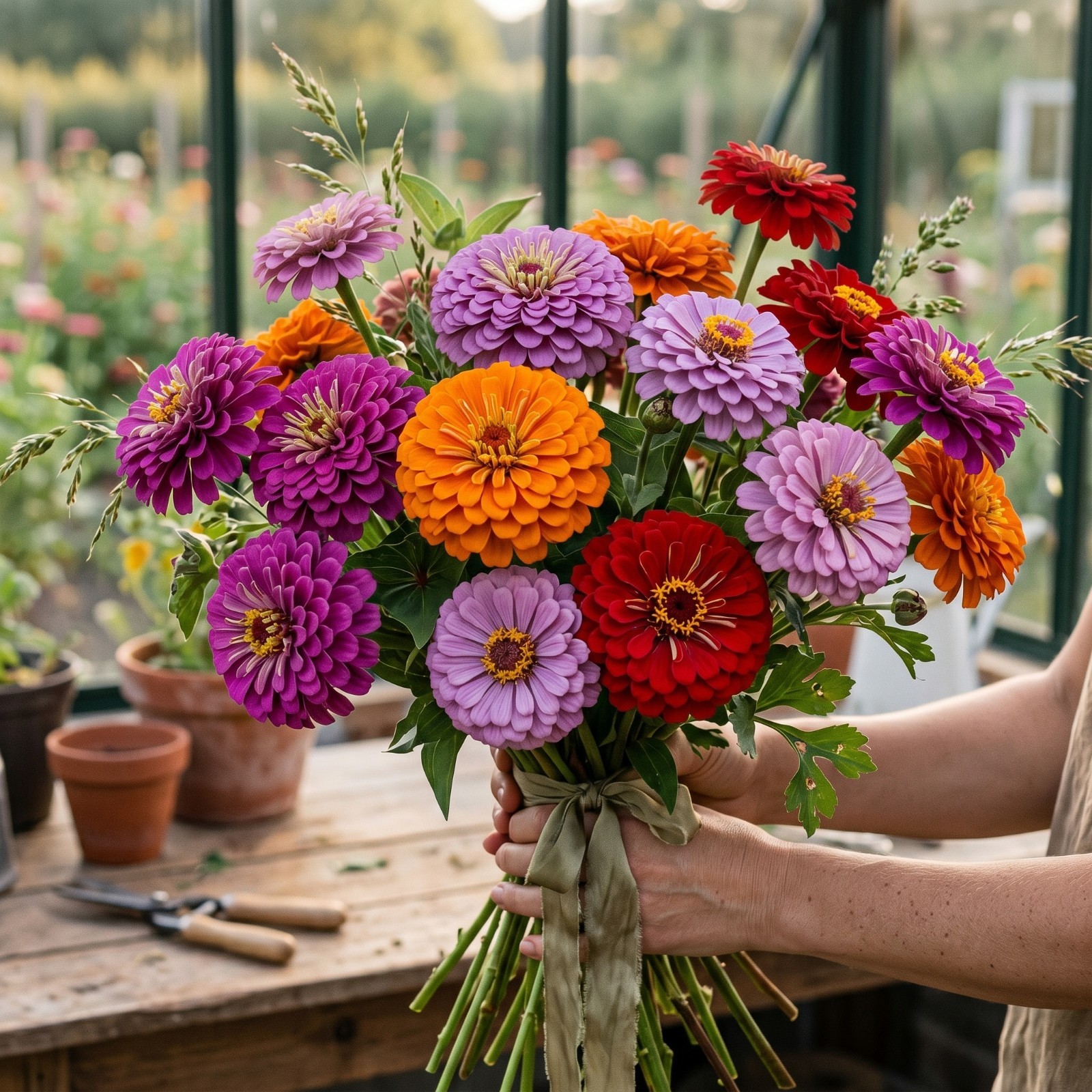 Zinnia GIGANTICA PURPLE DREAM Moody Romantic Huge Double Blooms Bouquet 50 Seeds