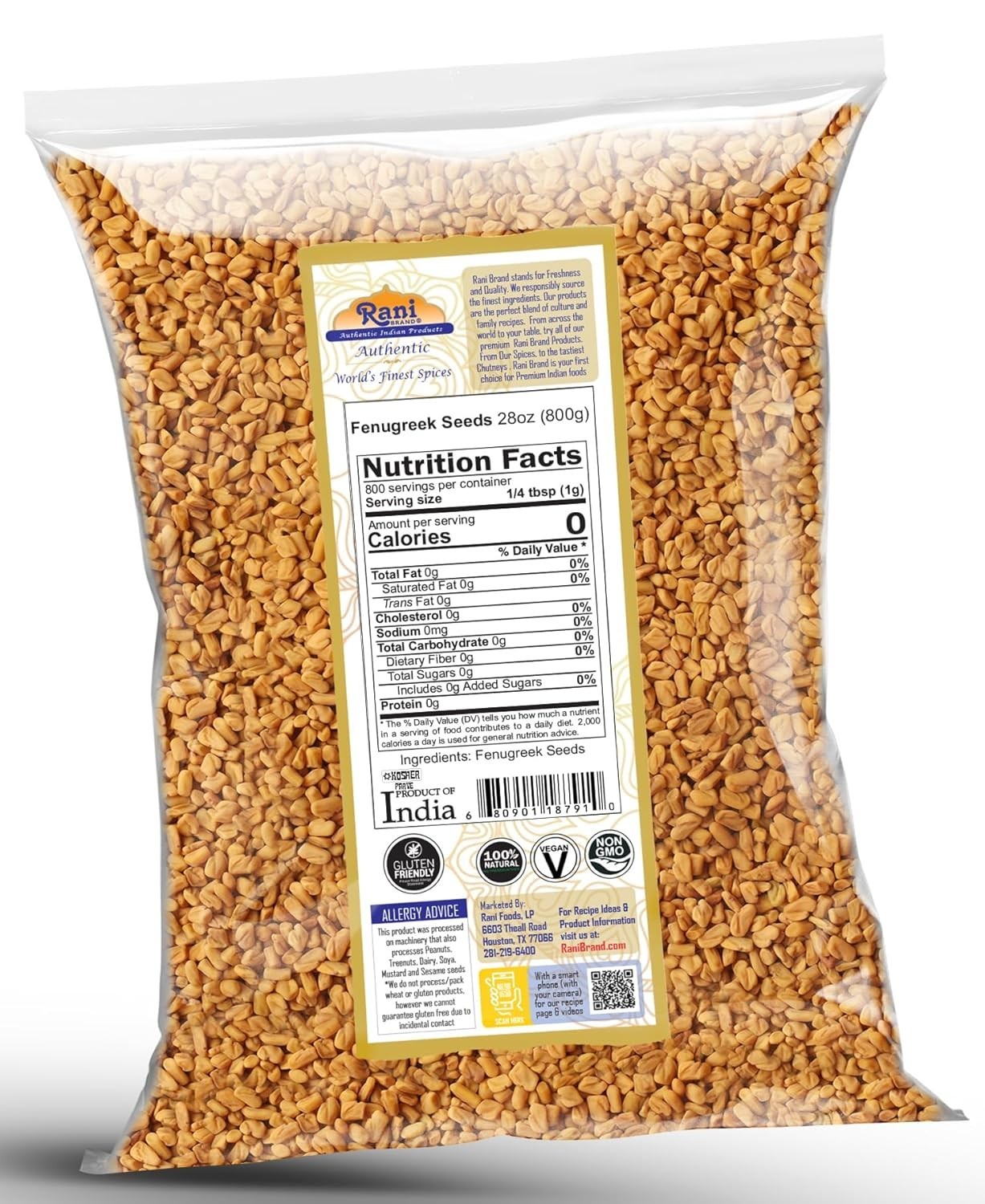 Rani Fenugreek Methi Seeds Whole 28oz 800g Trigonella foenum graecum ~ All Na…
