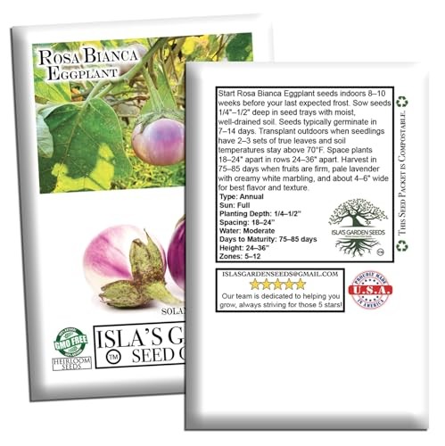 Rosa Bianca Eggplant Seeds (Solanum melongena) – 20 Non-GMO Heirloom Seeds by