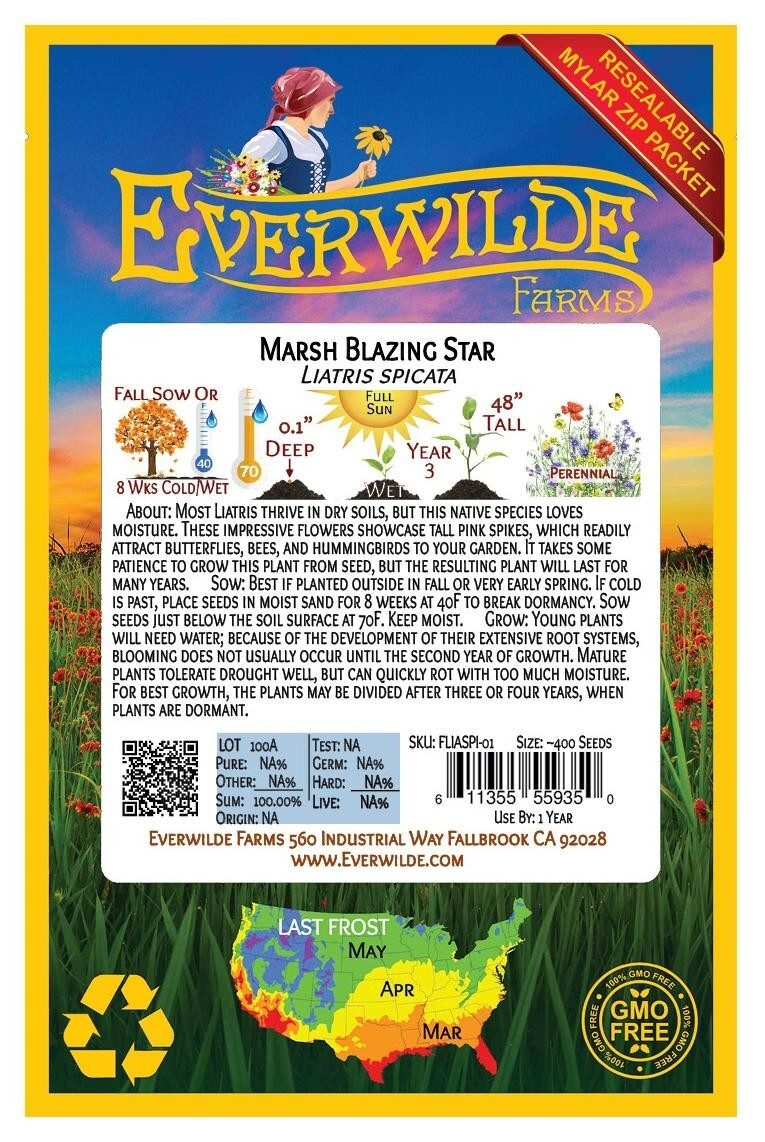 1 Oz Marsh Blazing Star Wildflower Seeds – Everwilde Farms Mylar Seed Packet