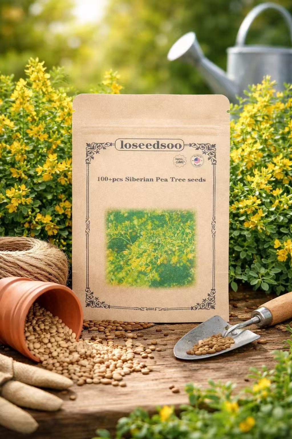 100+ Siberian Pea Tree Seeds for Planting – Caragana Arborescens Hardy Yellow Fl