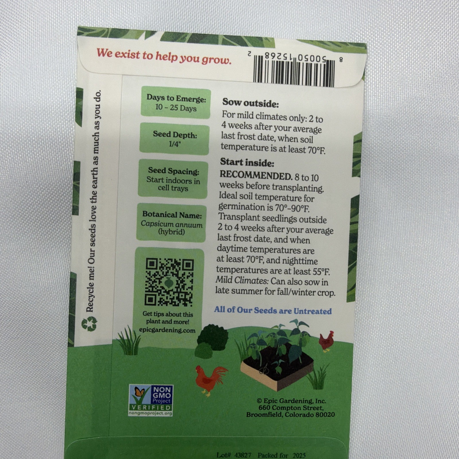 13 Packs Epic Gardening (Botanical Interests) Vegetable Seeds Jalapeno Pepper