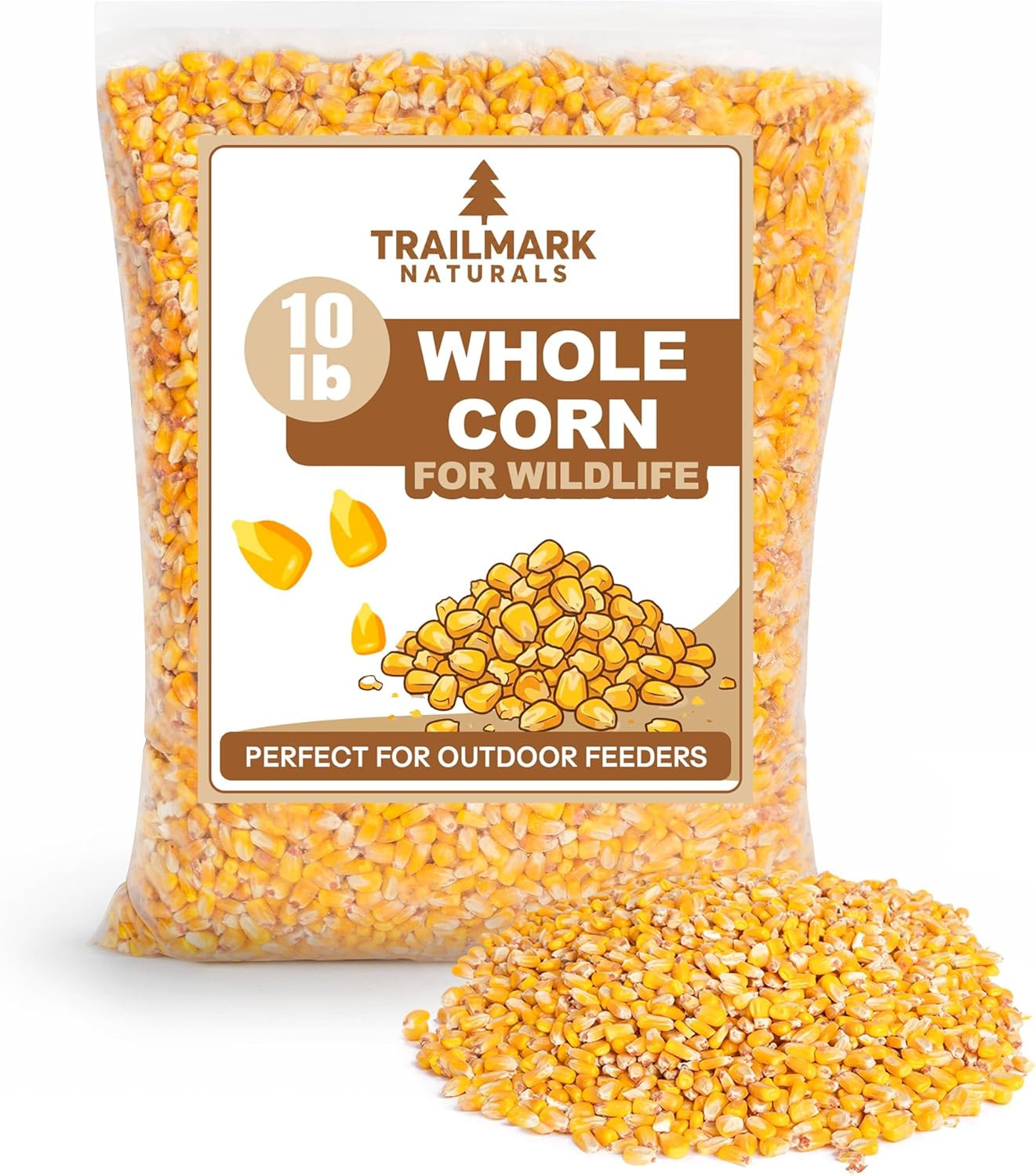 Whole Corn 10 LB– Premium Bird Seed & Wildlife Feed for Ducks, Deer, Squirrels,