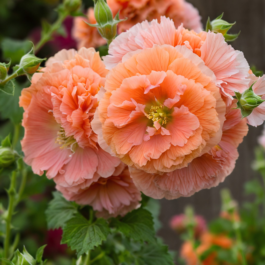 25 Double Orange Hollyhock Seeds Perennial Flower Seed Flowers US SELLER