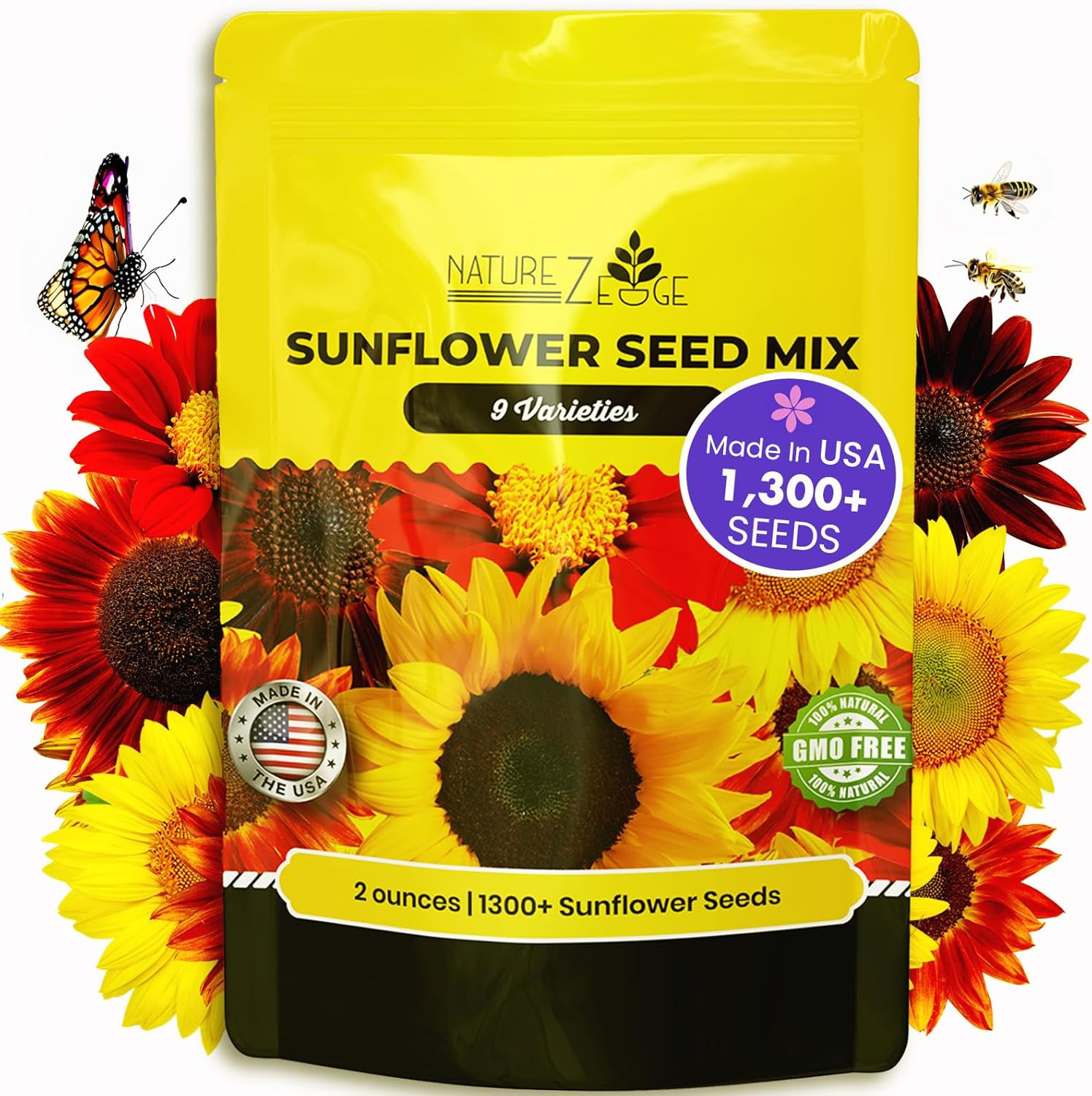 1300+ Sunflower Seeds Garden Variety Pack, Bulk Sunflower Seeds for Planting Flo