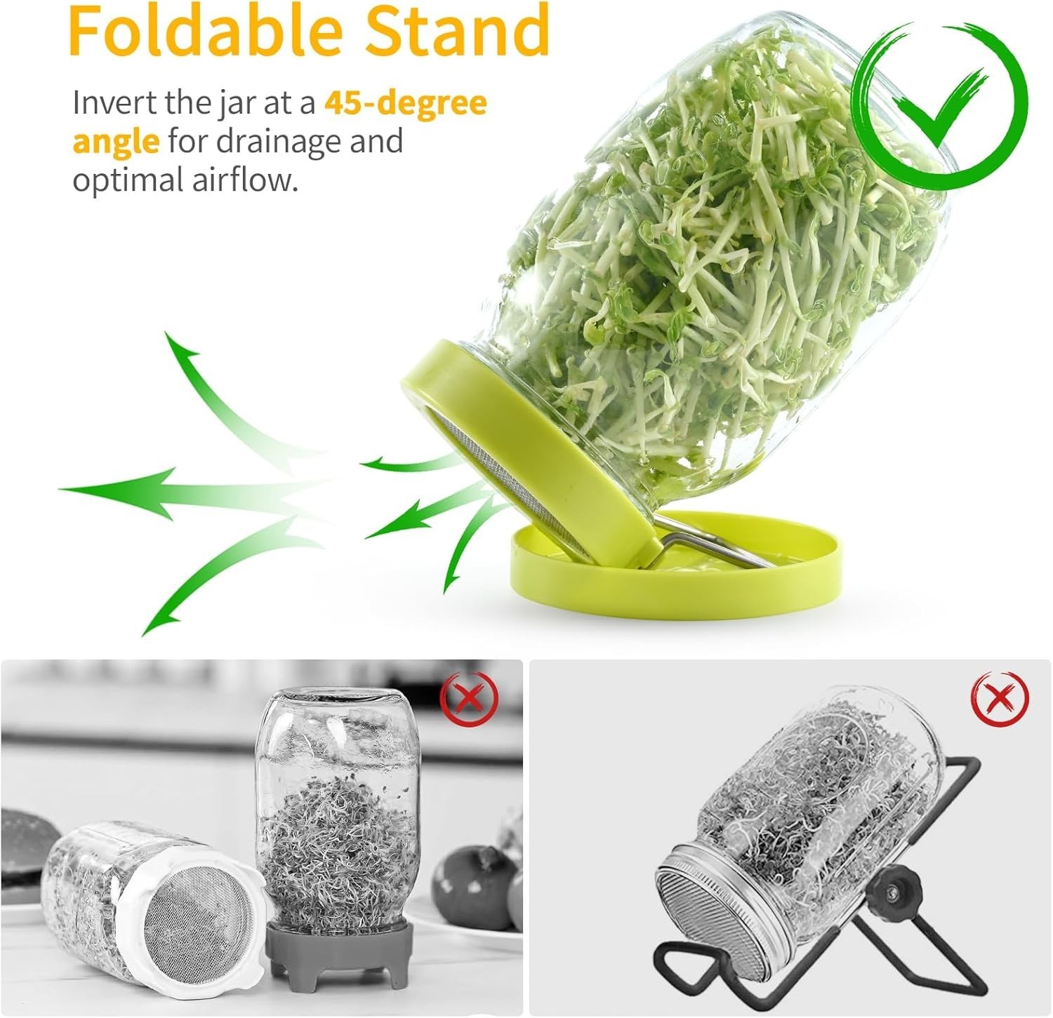 Sprouting Kit with 2 Sprout Screens, Alfalfa Seeds, Broccoli Seeds w/ Directions