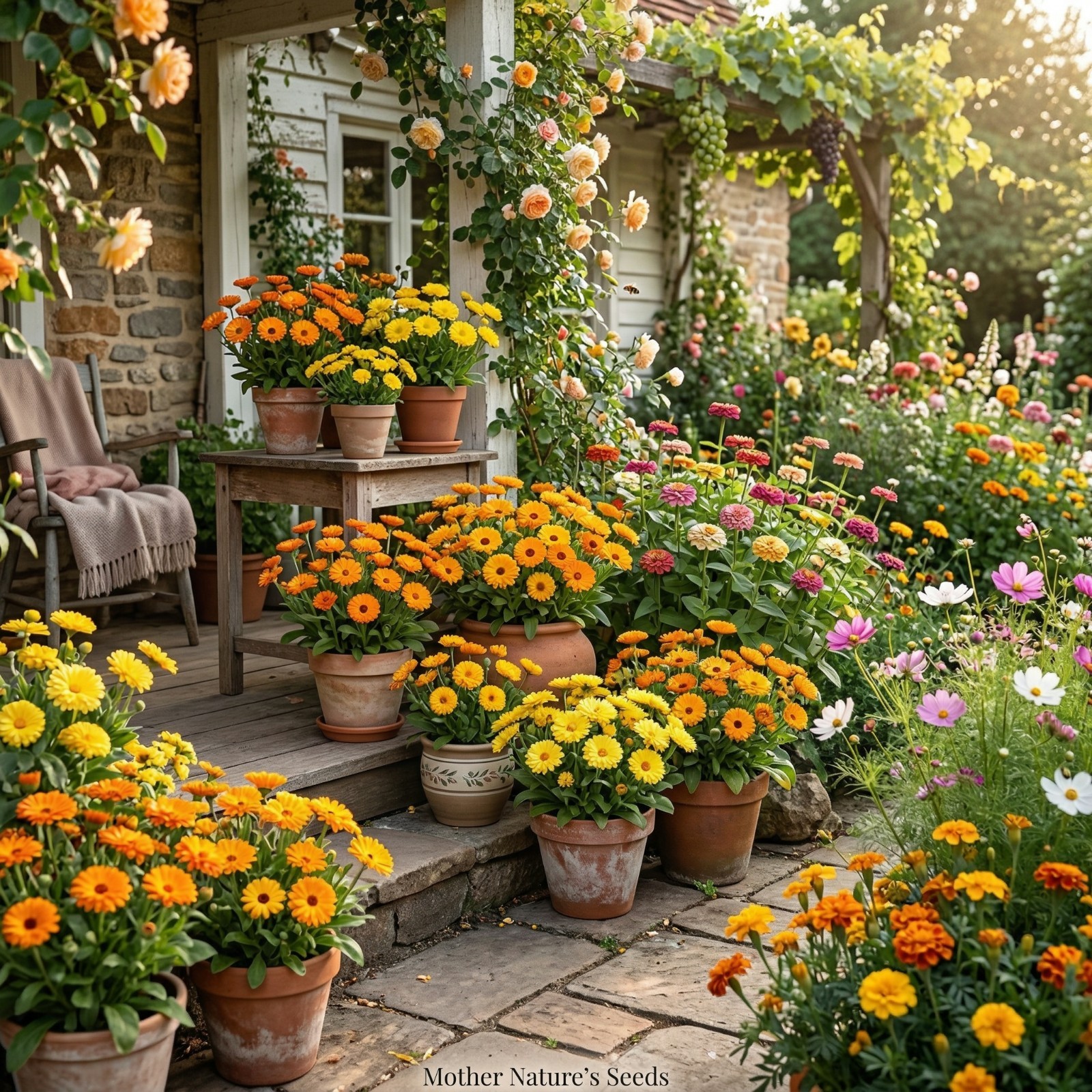 CALENDULA PACIFIC BEAUTY Mix Pot Marigold Heirloom Flowers Edible 100 Seeds