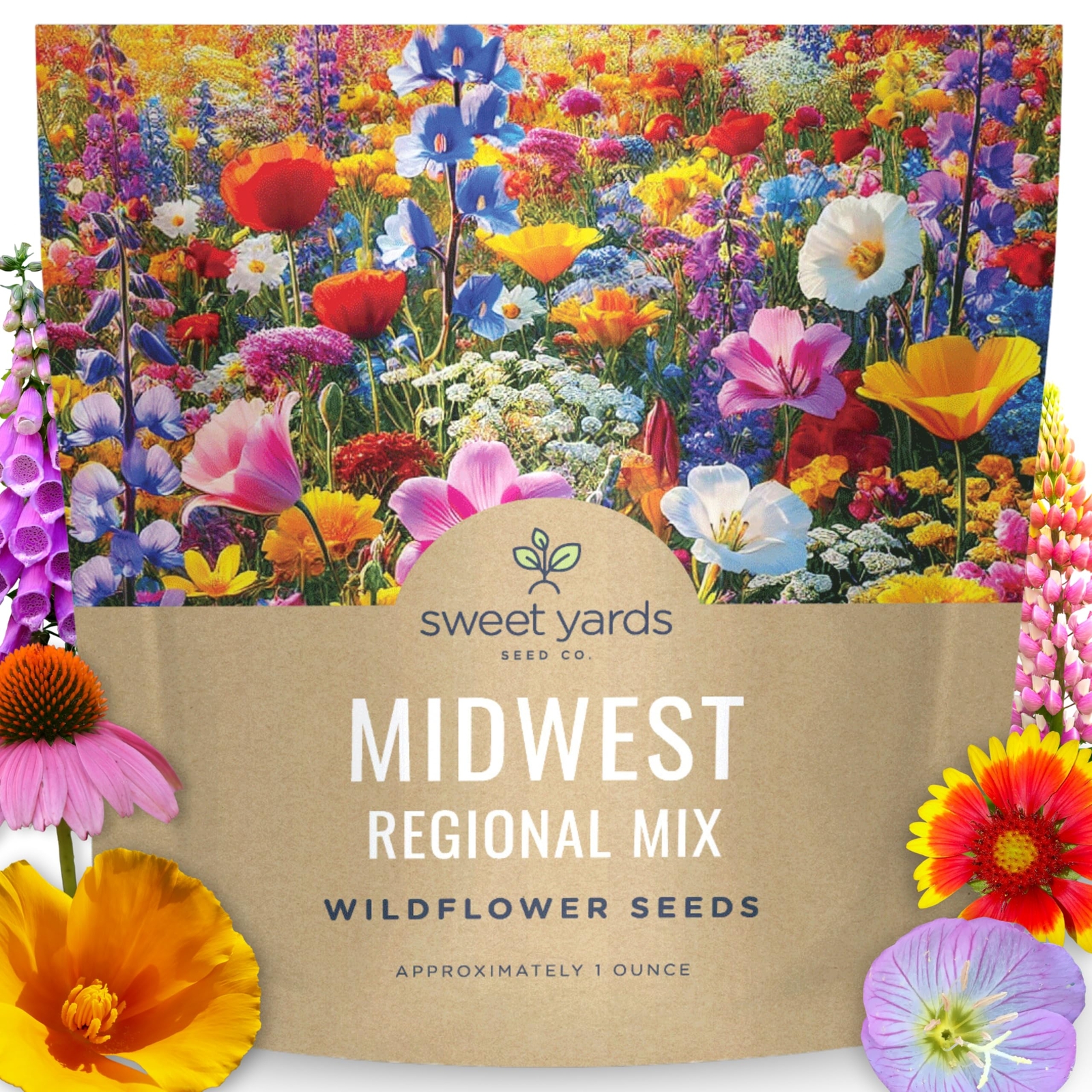 Midwest Regional Wildflower Mix Large 1 Ounce 15000 Flower Seeds Planting