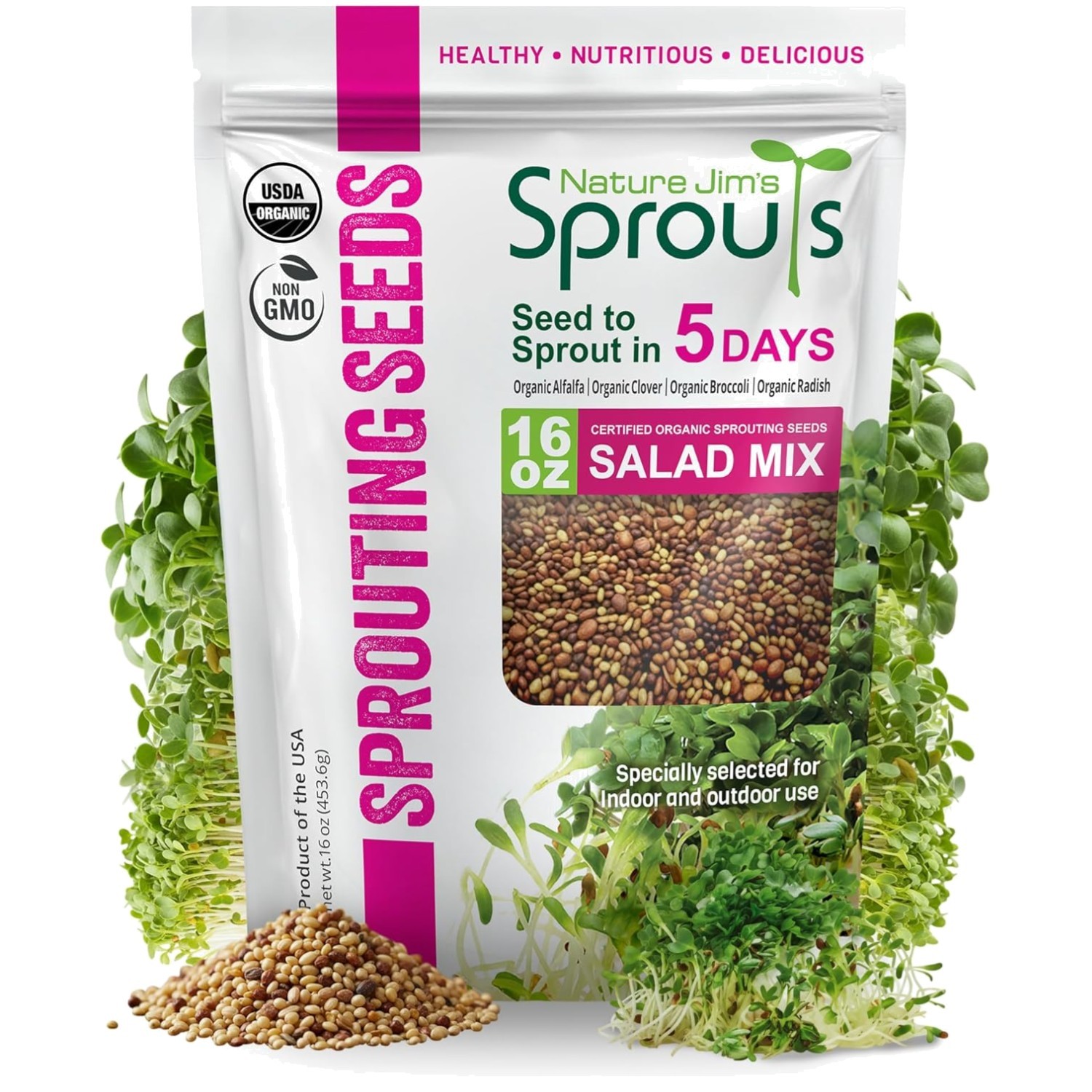 Grow Your Own Microgreens: Nature Jim’s 1lb Non-GMO Salad Seed Mix for Nutrition