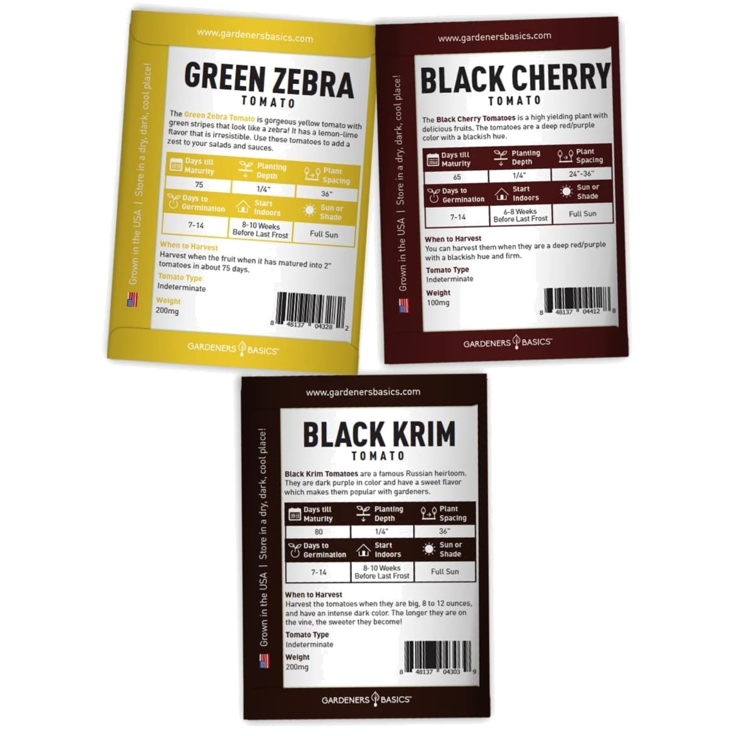 Cherokee Purple, Black Krim, Pineapple Tomato Seeds – 5 Pack