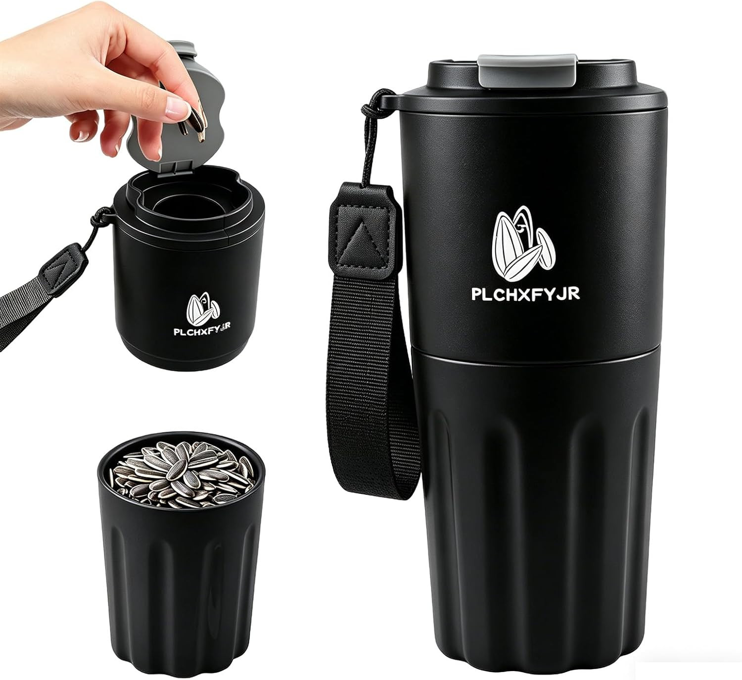 Portable Sunflower Seed Cup with Seed Organizer and Shell Storage, Seed Snack Sp