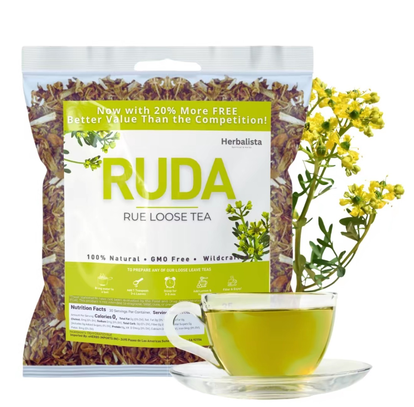 5oz Ruda Seca Té (Rue Dried Herbs Tea) – Ruta Graveolens – 100% Natural, Mexico