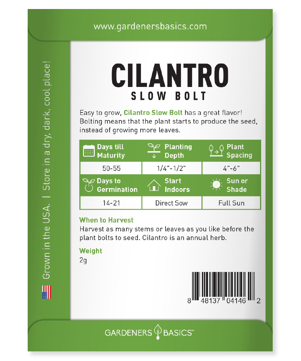 Slow Bolt Cilantro Seeds