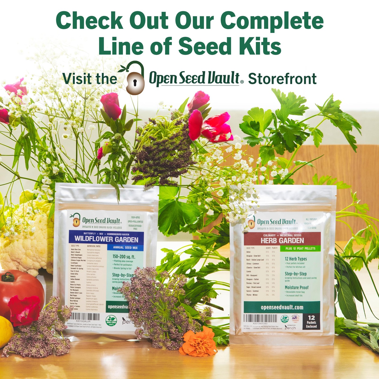 Open Seed Vault |15,000 Heirloom Seeds | 32 Types | Survival Multi Color
