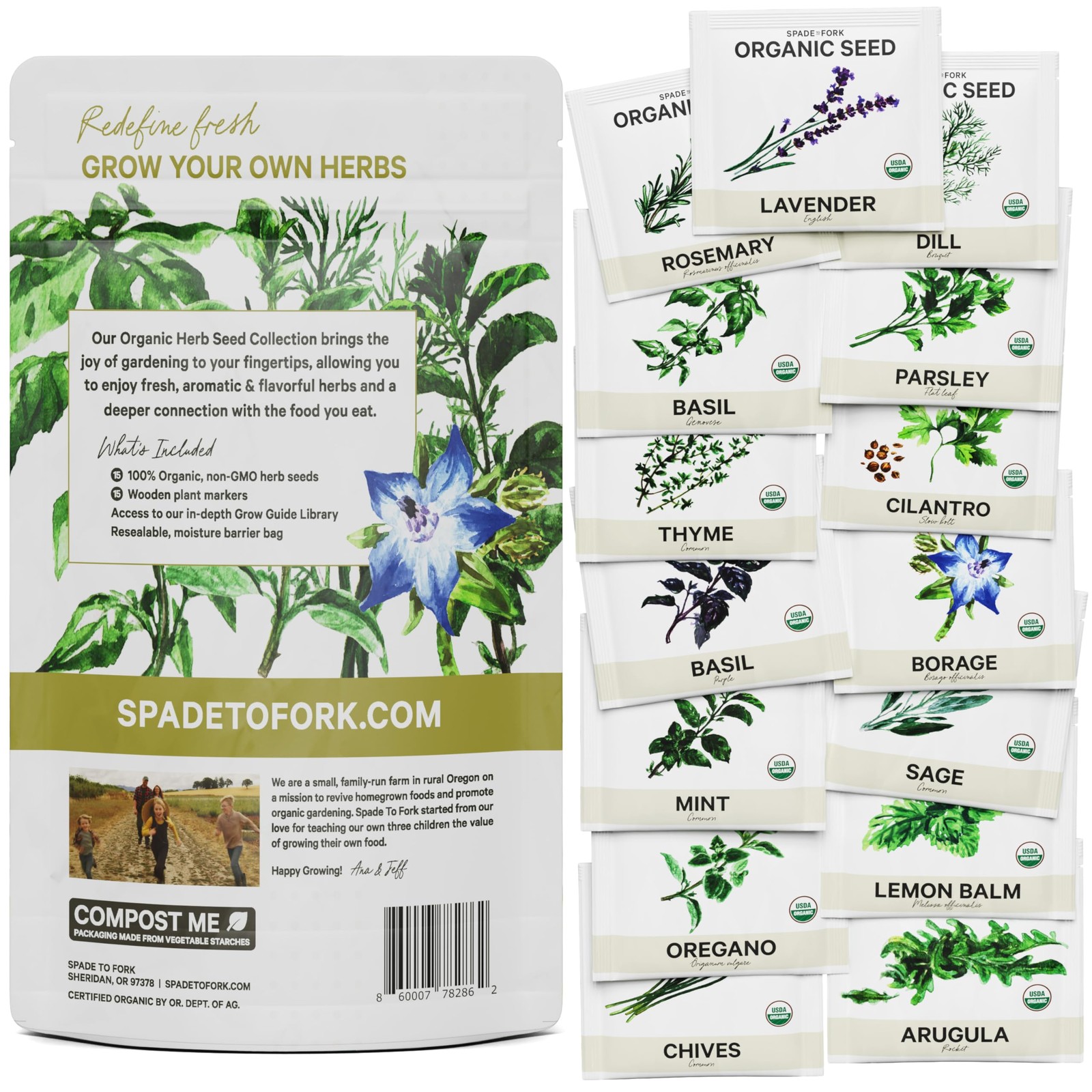 15 Certified Organic Herb Seeds Variety Pack (4X More) 10,000+ Non GMO Seeds …