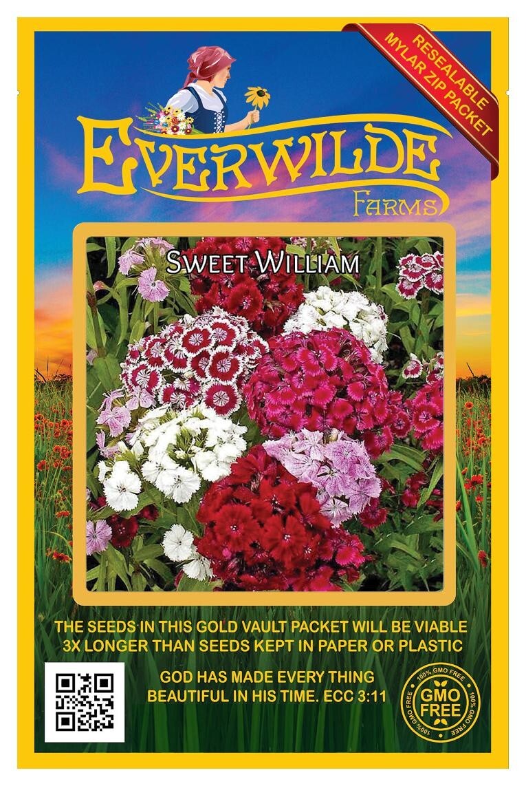 2000 Sweet William Wildflower Seeds – Everwilde Farms Mylar Seed Packet