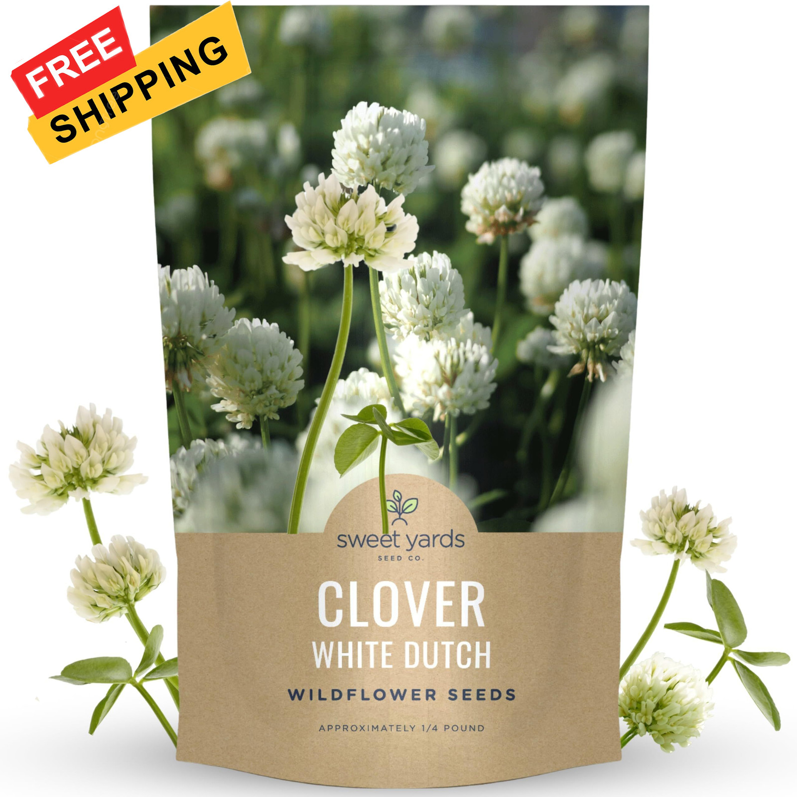 White Dutch Clover – Bulk 1/4 Pound Pouch – Bag (150,000 Seeds)