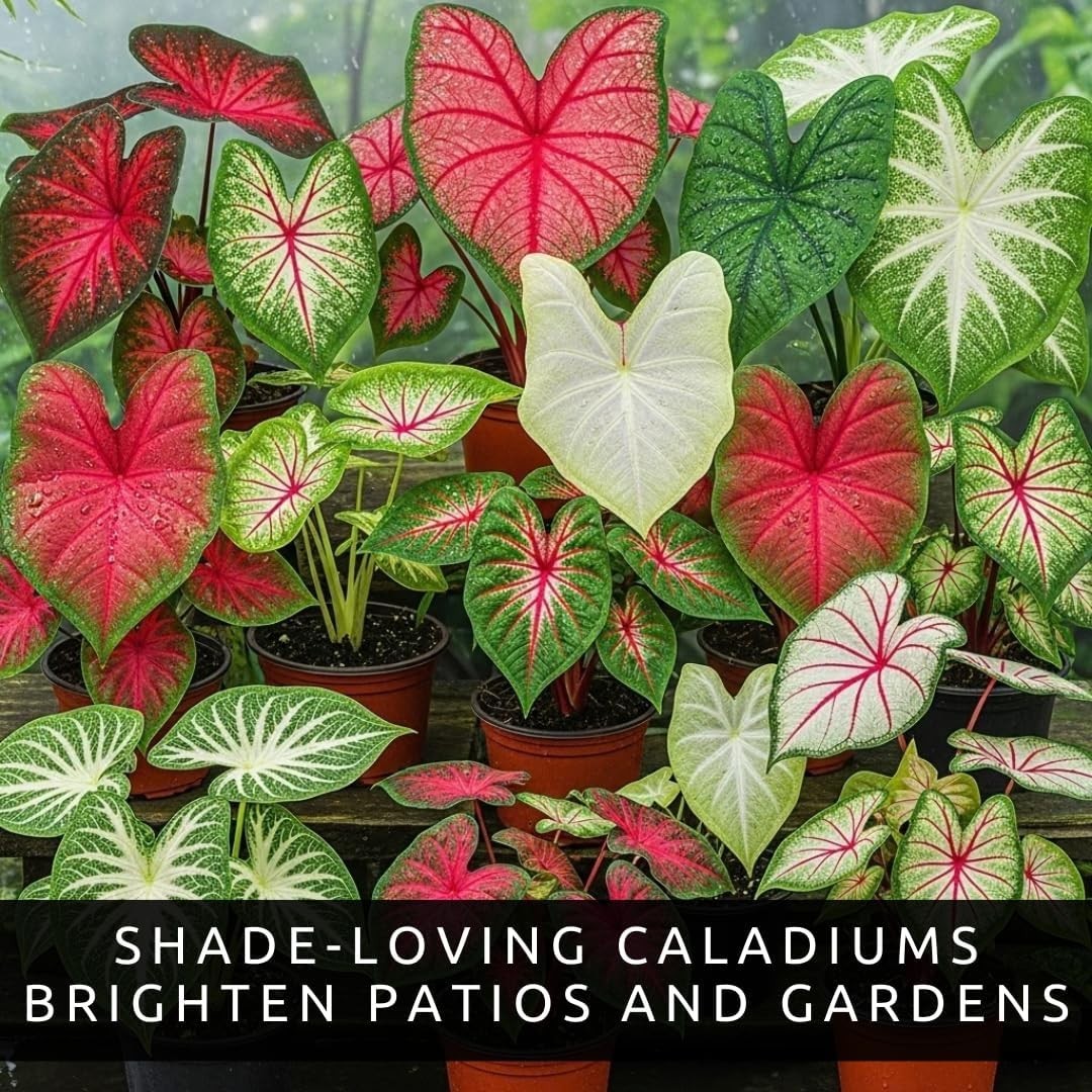 Exquisite Fancy Mix Caladium Bulbs – Pack of 10, Vibrant Indoor & Outdoor Decor
