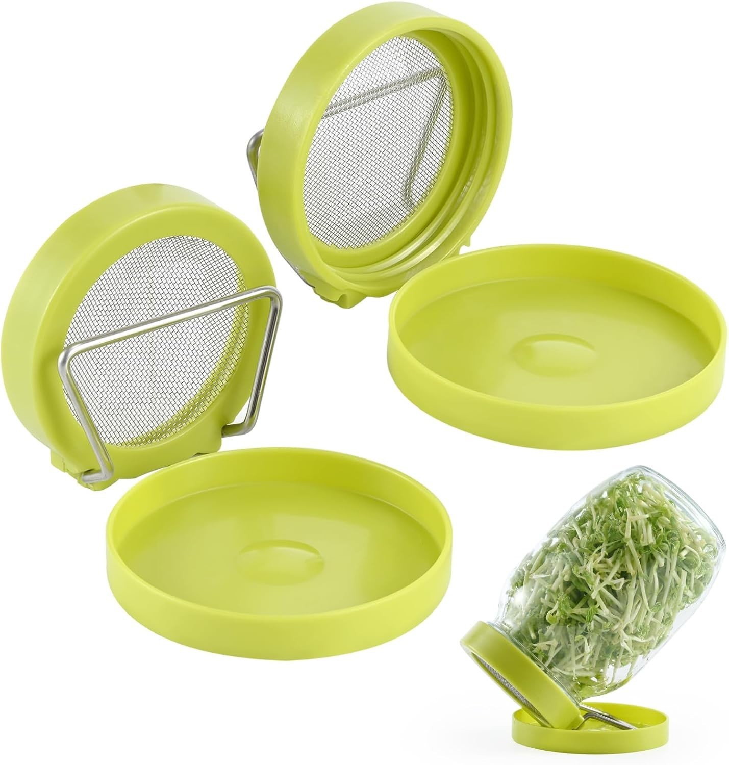 Sprouting Kit with 2 Sprout Screens, Alfalfa Seeds, Broccoli Seeds w/ Directions