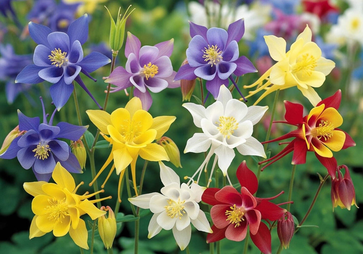 100 DWARF COLUMBINE Aquilegia Mixed Colors Flower Seeds *Flat S/H