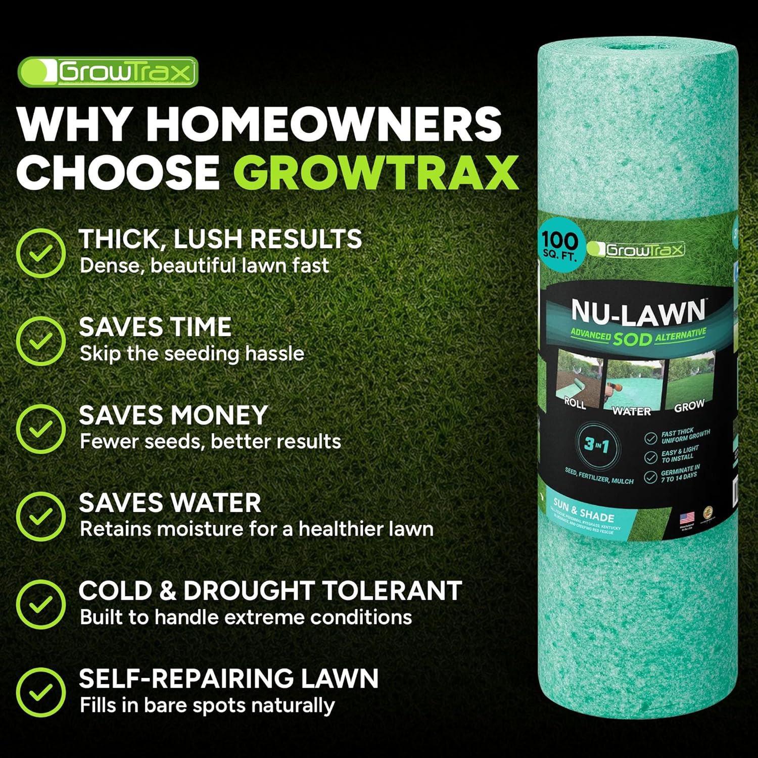 Biodegradable Grass Seed Mat – 100 Sqft Year round Green – Grass Seed and for La