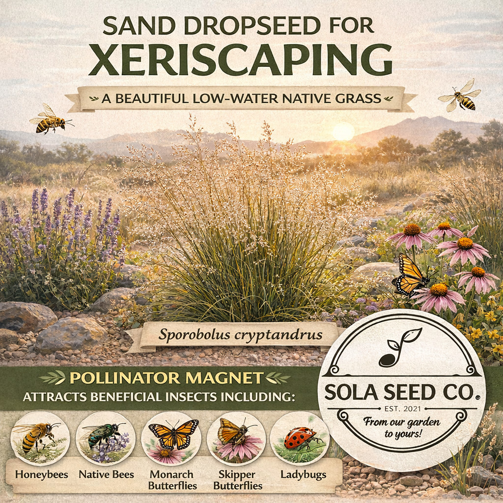 1000 Sand Dropseed Seeds (Sporobolus cryptandrus) Native Prairie Grass USA