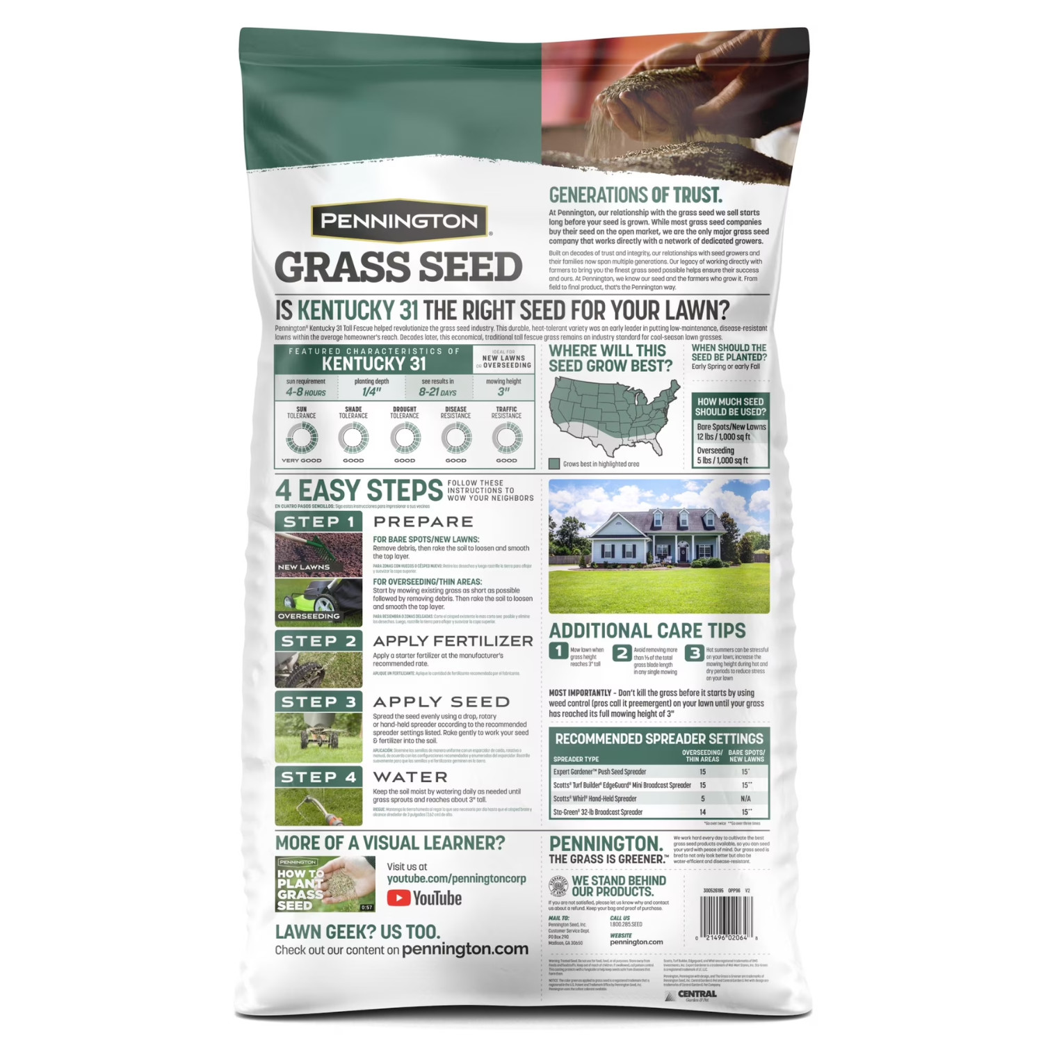 Hot Pennington Kentucky 31 Tall Fescue Grass Seed 40 lb Sun Shade Lawn Repair