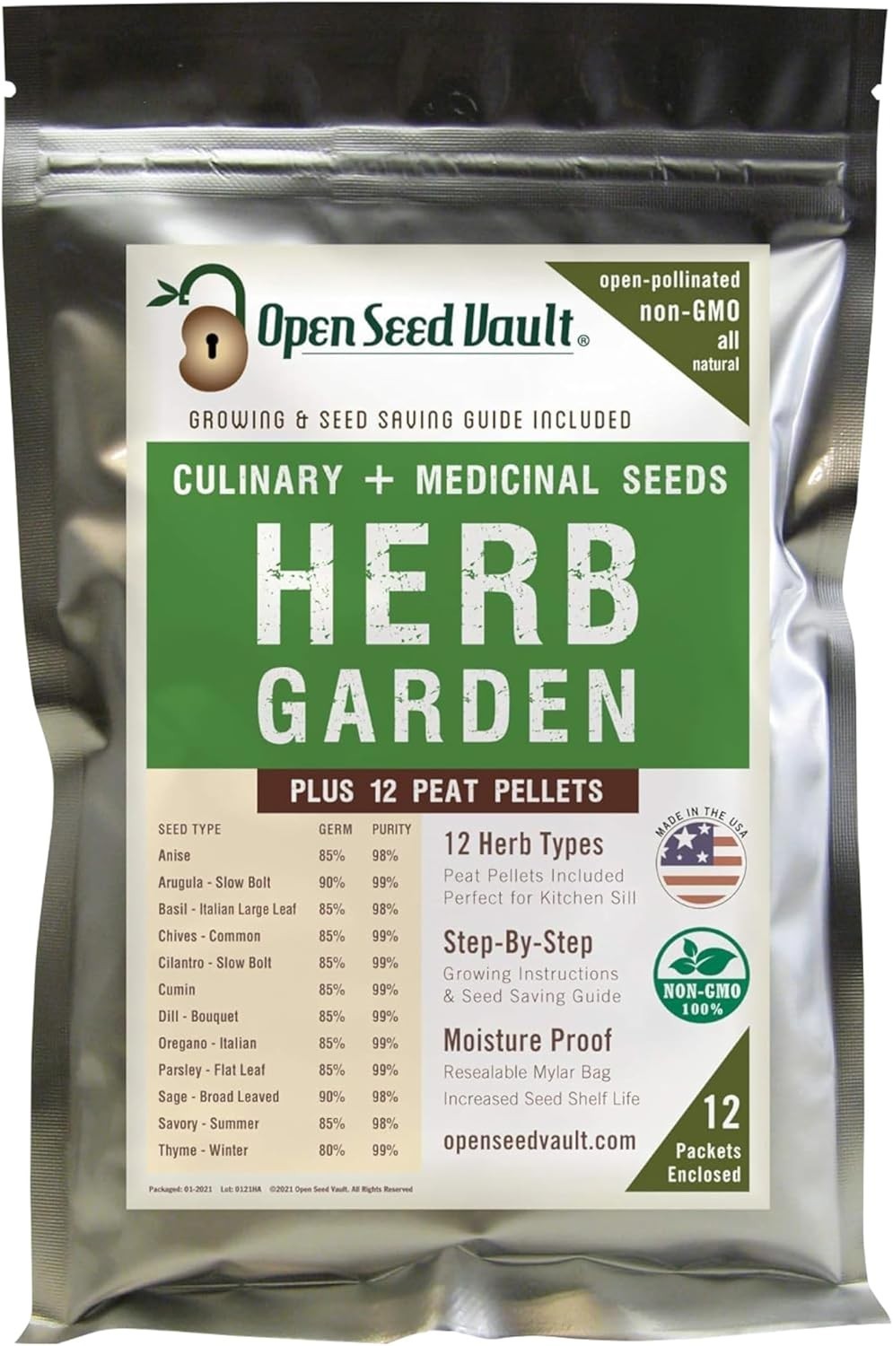4,000 Non-GMO Heirloom Herb Seeds: 12-Pack Garden Starter Kit for Flavorful H…