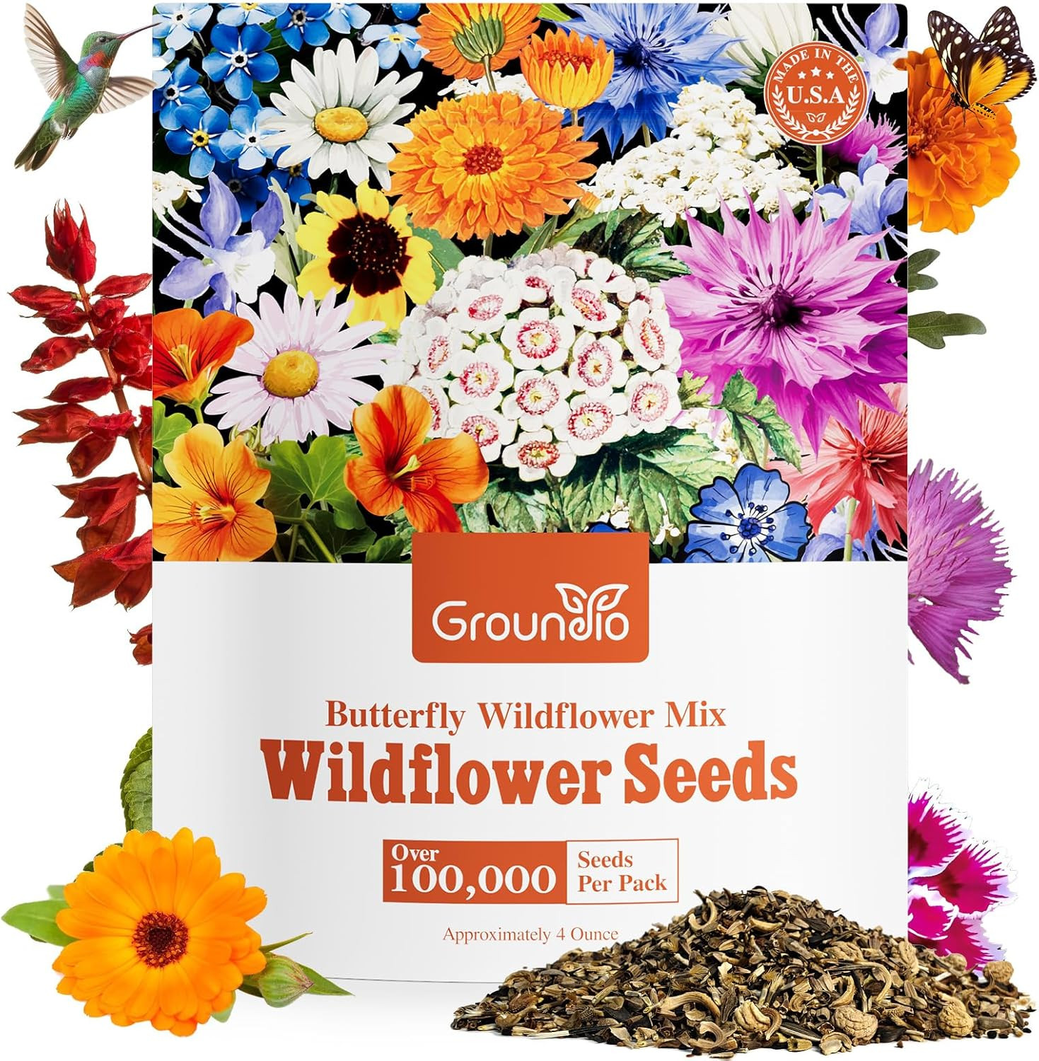 All Perennial Wildflower Seeds Bulk, 1/4 Lb, 100,000+ Seeds, 26 Variety Mix