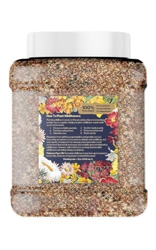 Bulk Wildflower Seed Shaker – 900,000+ Perennial Flower Seeds Mix, 1 lb Tub