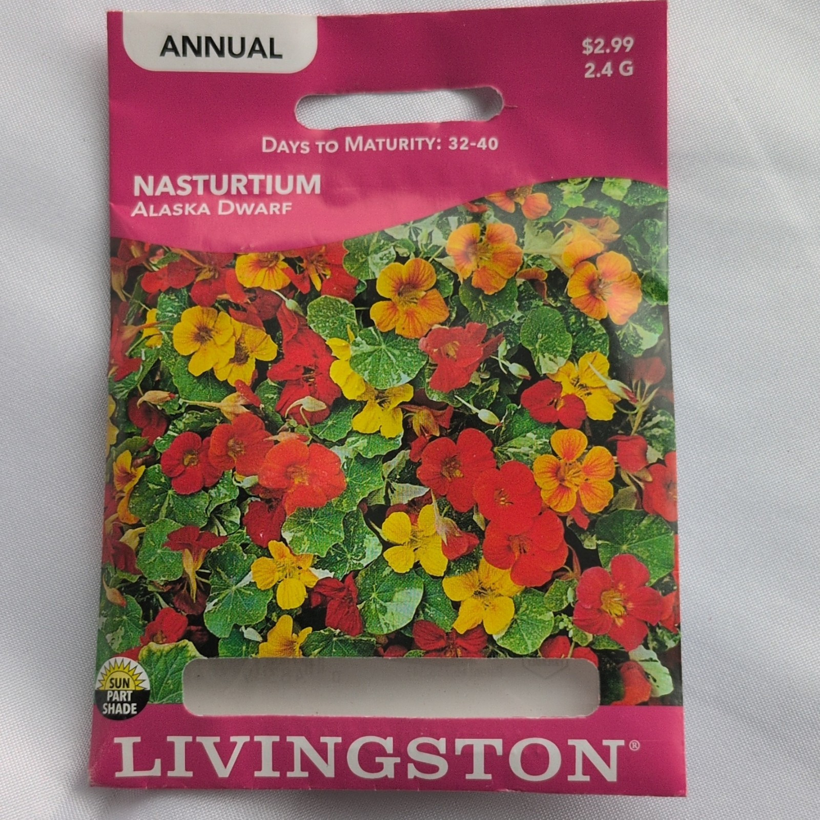Livingston Nasturtium Alaska Dwarf Annual Bee Friendly Edible Full Sun Y1300