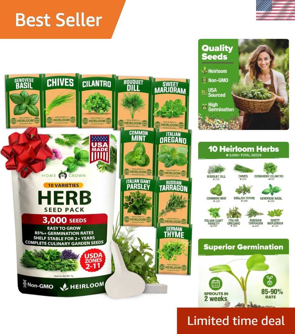 Ultimate Herb Seed Vault: 3000+ Culinary Seeds for Indoor or Outdoor Gardening