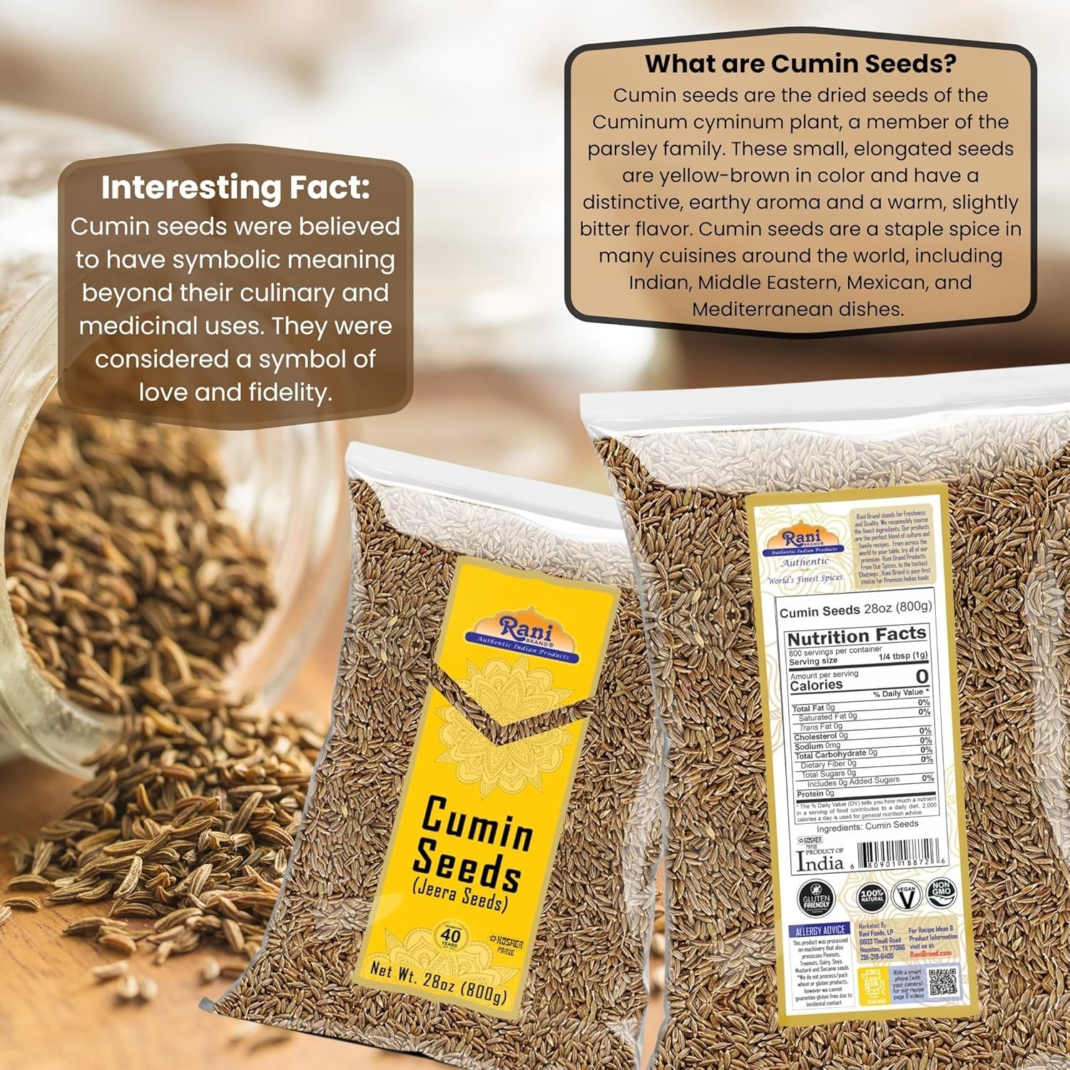 High-Quality Whole Cumin Seeds 28oz – All Natural, Non-GMO, Friendly