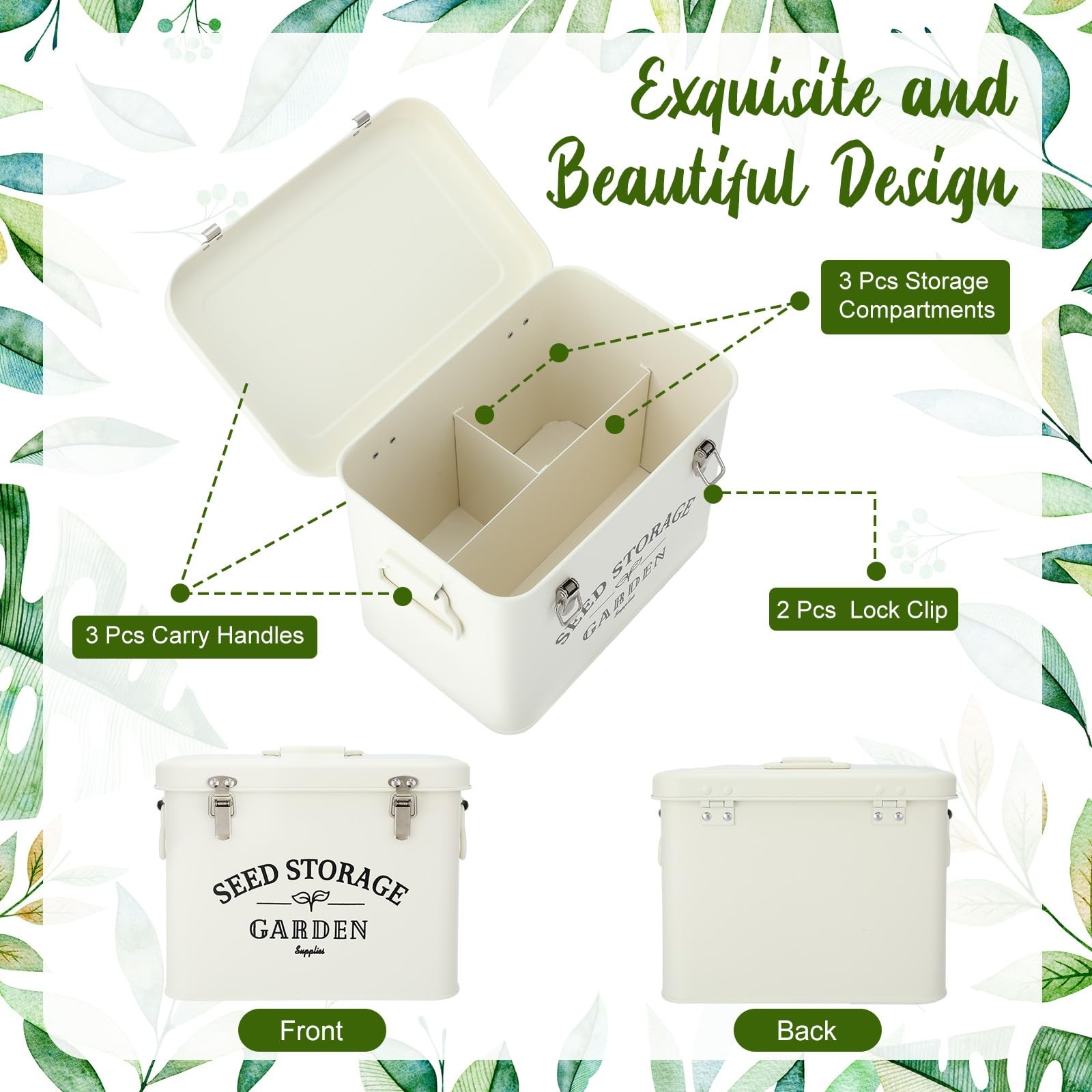 Seed Storage Container Box with Lid Garden Seed Packet Storage Organizer Deco…