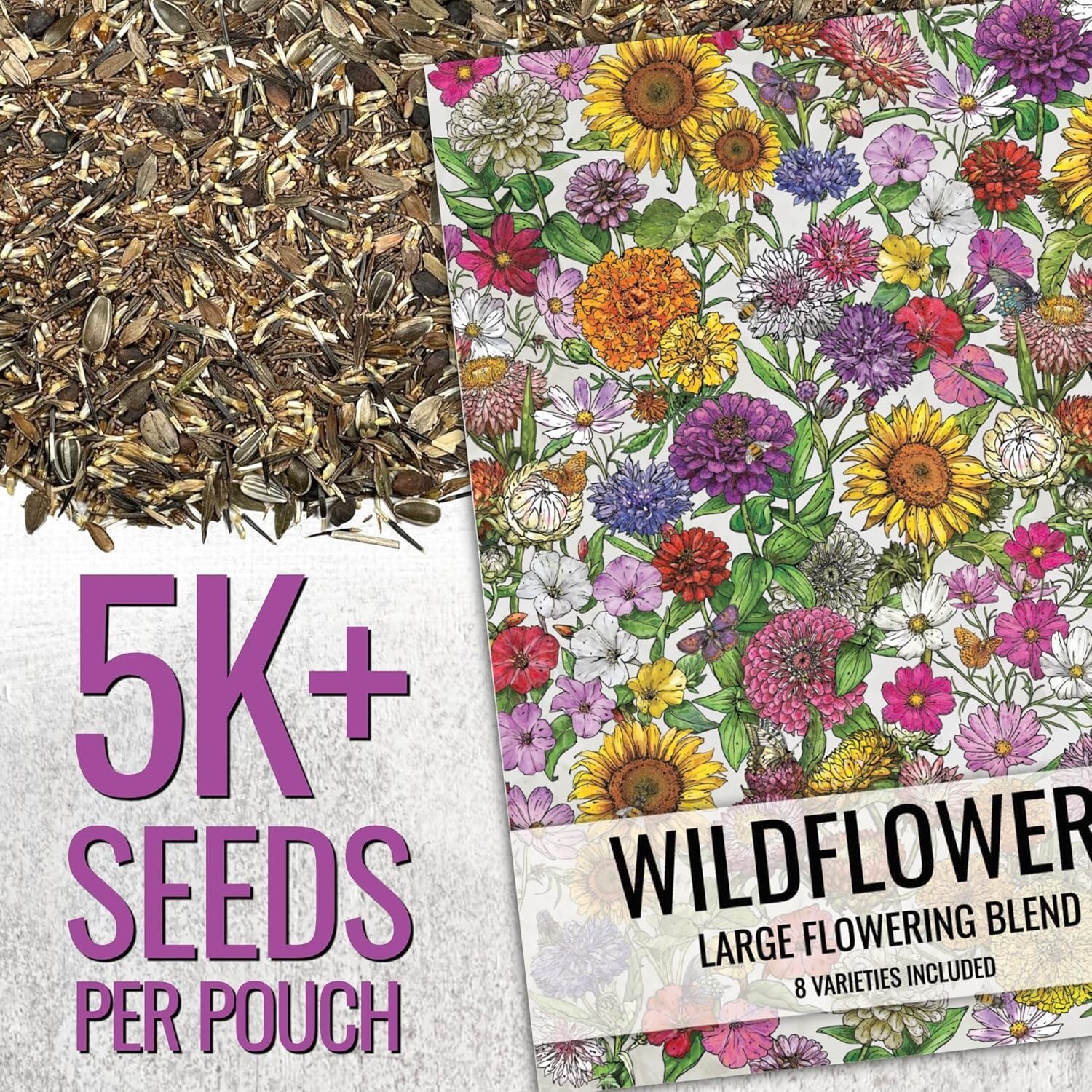 Colorful Wildflower Seed Collection – Attract Pollinators | 1 Oz Heirloom Seeds