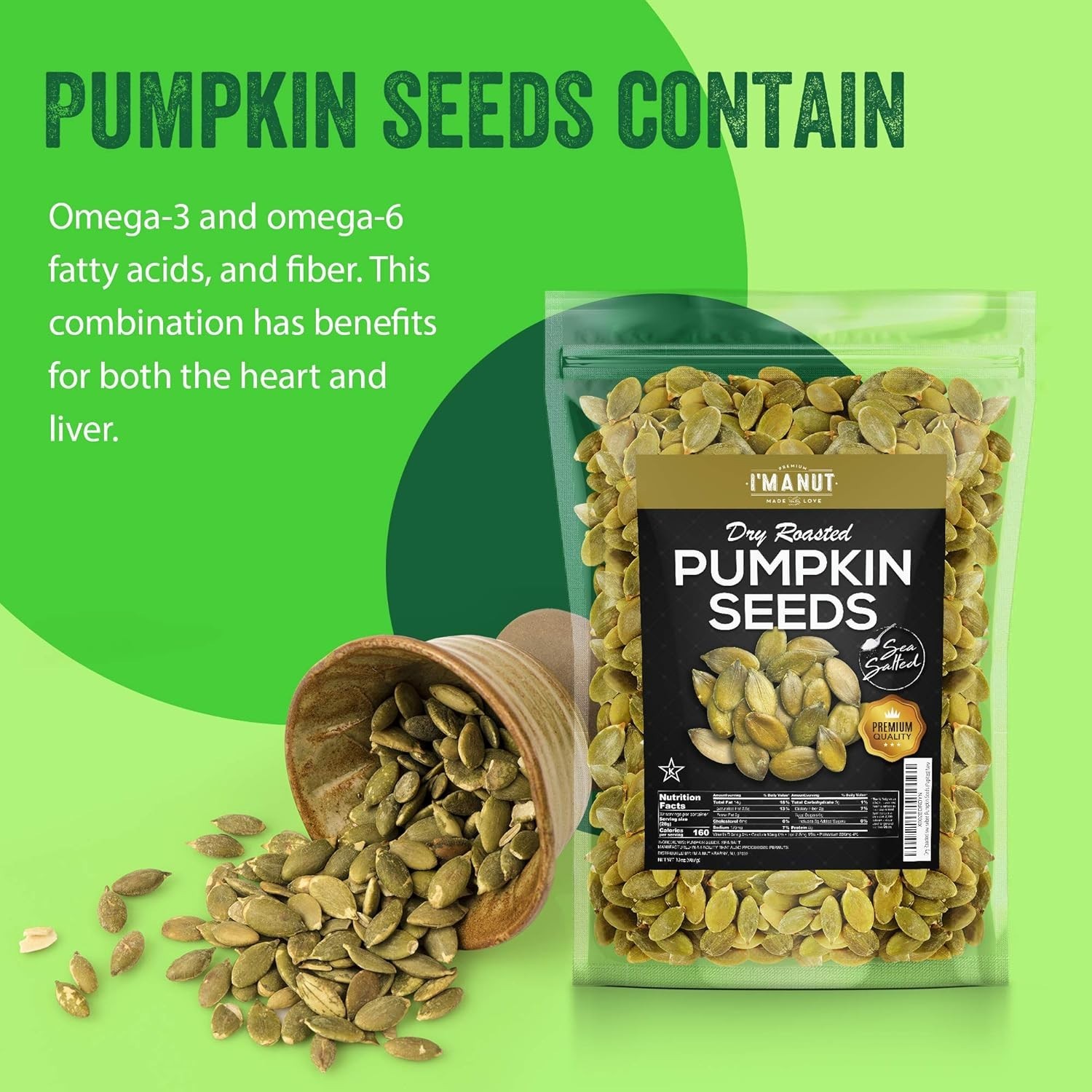 Pumpkin Seeds Roasted 1lb Sea Salted Gluten Free Keto Kosher Healthy Snack