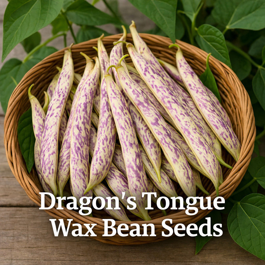 Dragon’s Tongue Wax Bean Seeds – Heirloom Non-GMO Bush Bean Variety 25 Seeds
