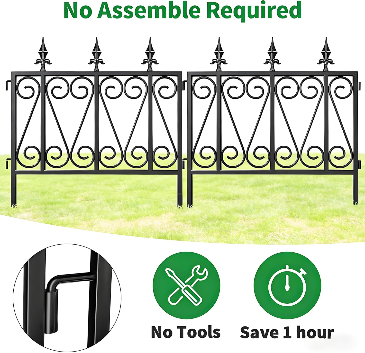 5 Panels 24In(H)×10Ft(L) 0.4 Inch Wire Diameter Decorative Garden Fences and Bor