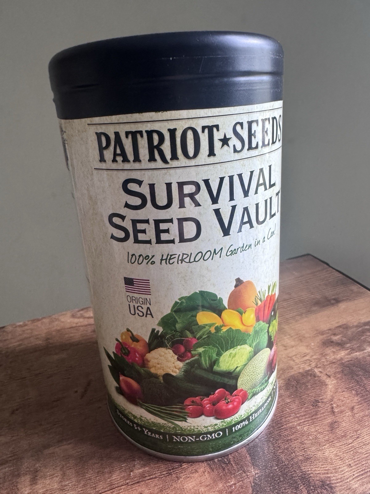 Patriot Seeds Survival Seed Vault Heirloom Non-GMO Vegetable Seeds Re-sealable