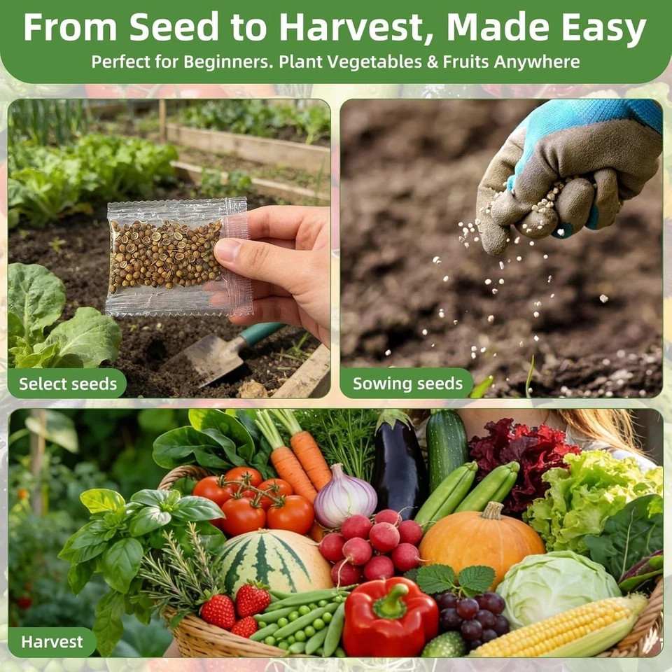 【Seed Vault】 Heirloom Vegetable Seeds Planting Kit – 15,000+ Non-GMO Seeds for H