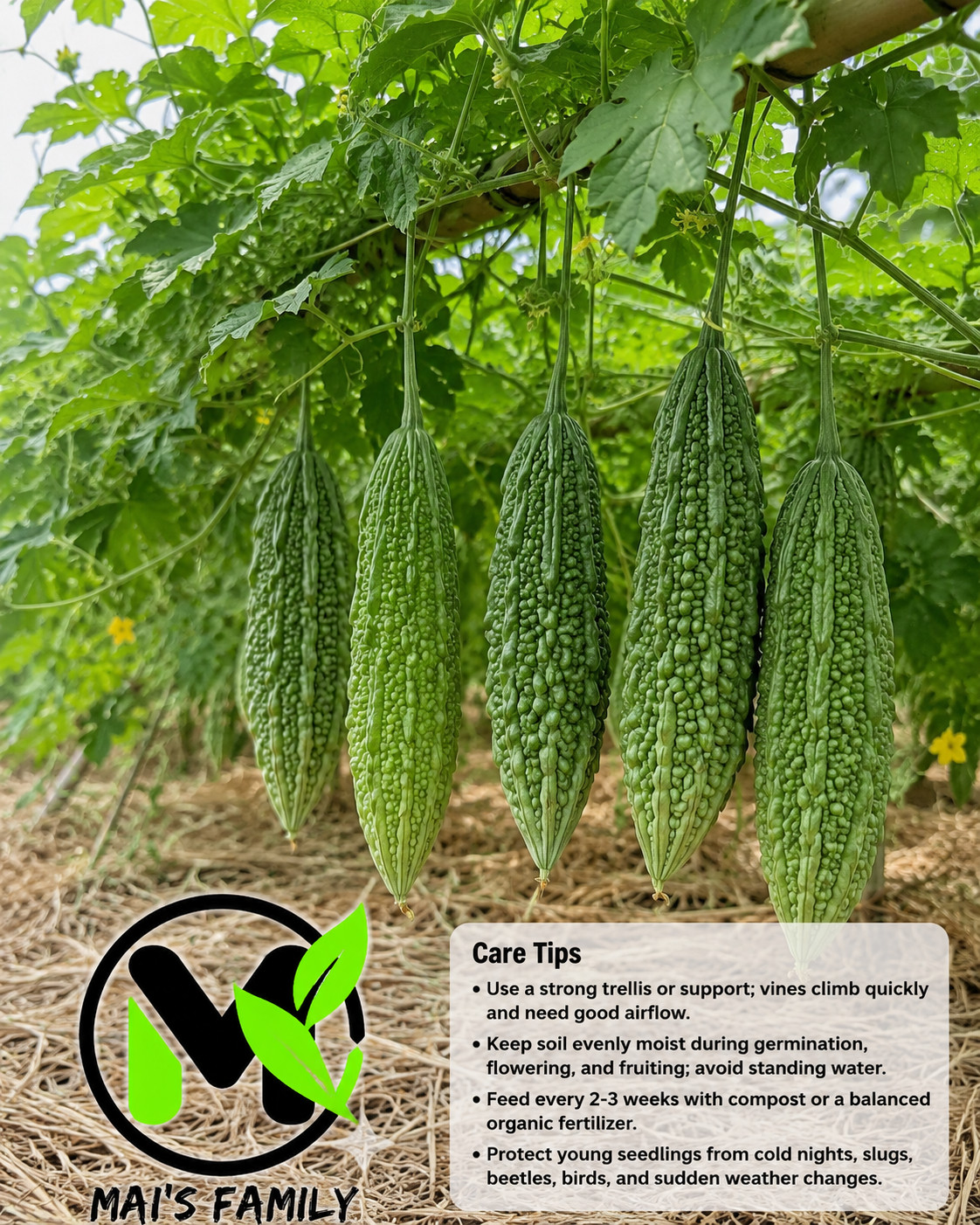 Indian Long Bitter Melon Seeds, Khổ qua rừng gai. Non-GMO Heirloom