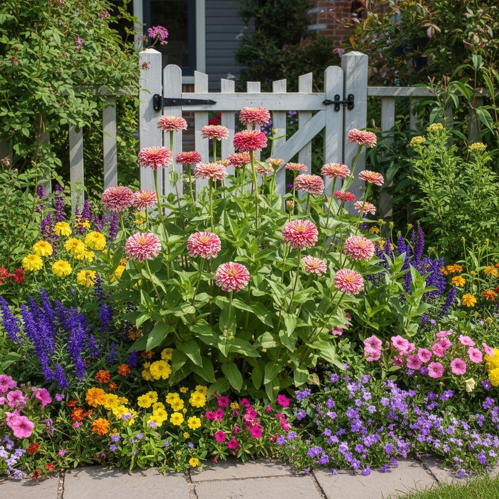 50 Peppermint Zinnia Seeds – Bicolor Red White Garden Flowers