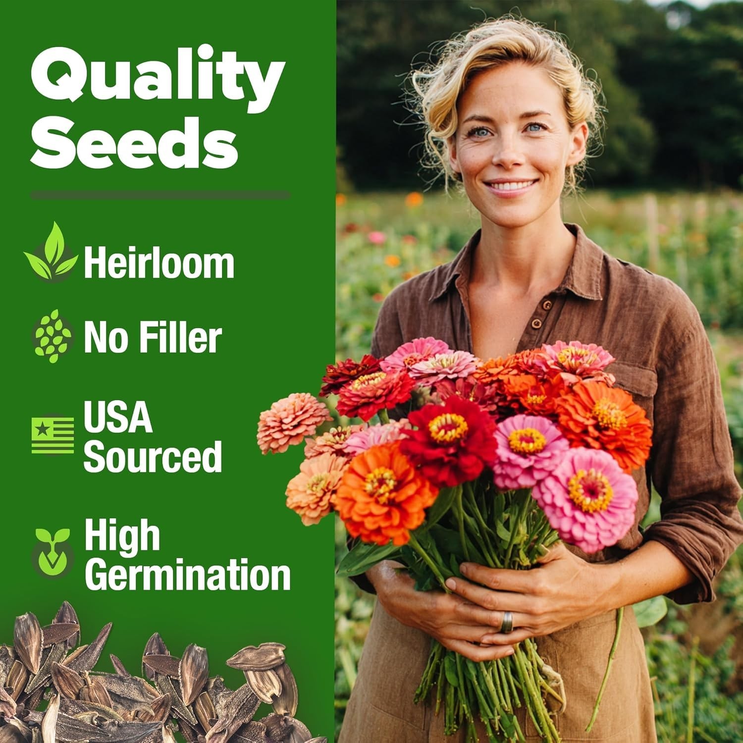 Zinnia Dahlia Seeds Pack for 2026 Non GMO 524 Flower Seeds | Vibrant Zinnia E…