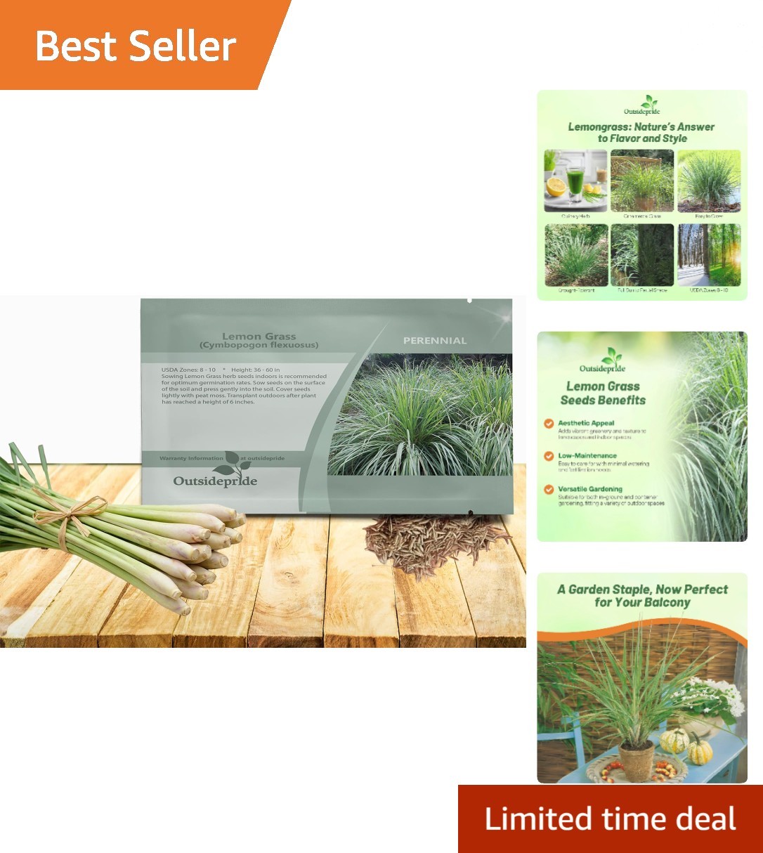 2000 Heirloom Lemon Grass Seeds: Natural Mosquito Repellent & Ornamental Beauty
