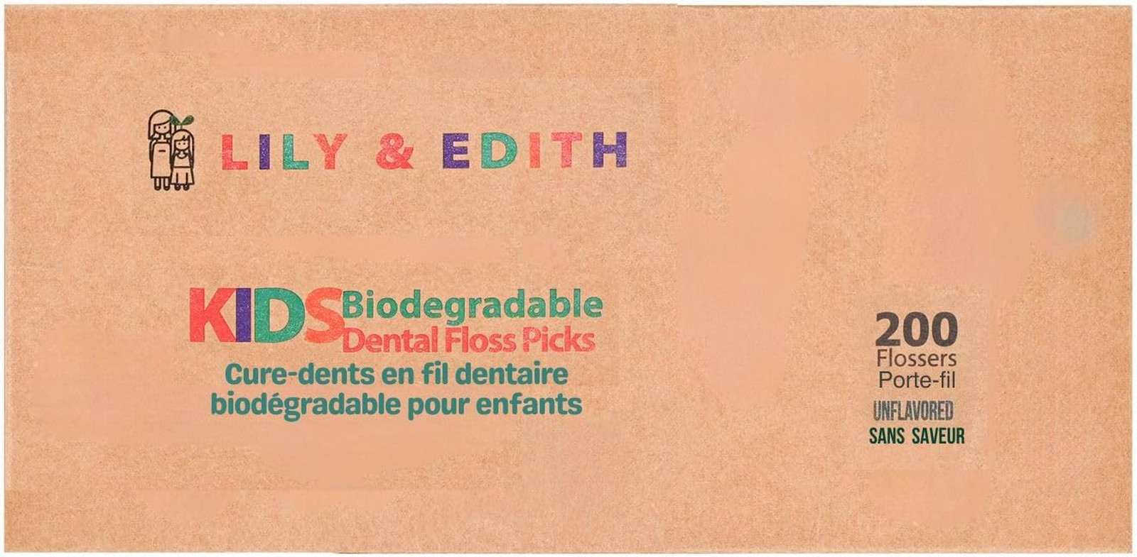 Kids Biodegradable Dental Floss Picks 200 Counts, Fluoride Free, Plant Based Mat