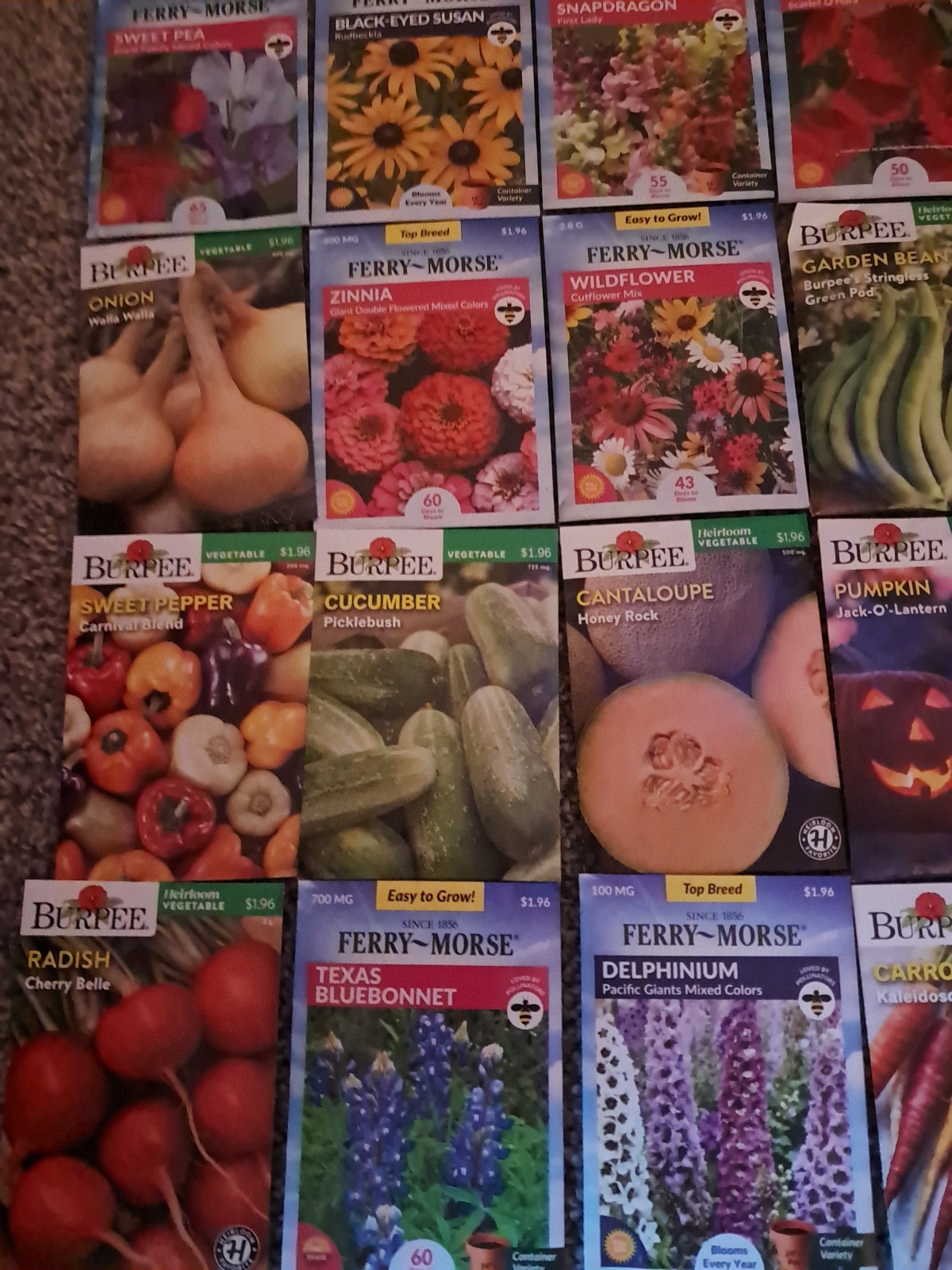 Seeds for planting fruits,vegetables,garden crops, and flowers. 23 seed packets.