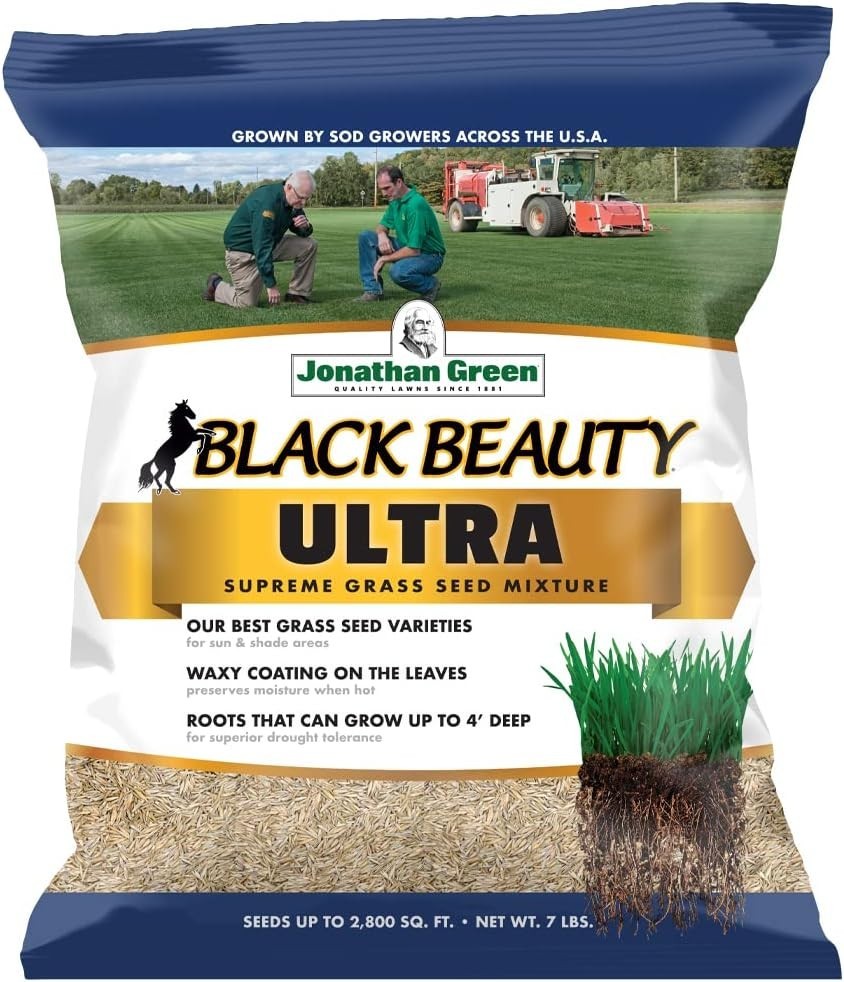 7 lb Black Beauty Ultra Grass Seed for Deep Green Lawns – 1,400 sq. ft. Coverage