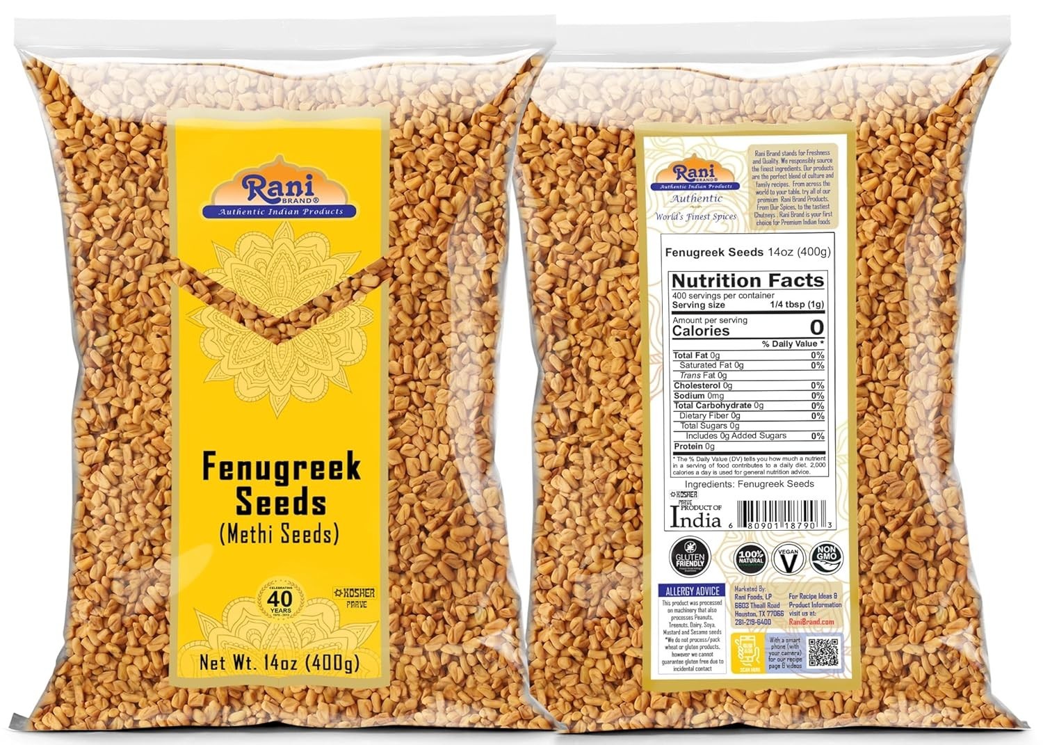 14oz Rani Fenugreek Seeds – Non-GMO, Gourmet Spice for Healthy Cooking
