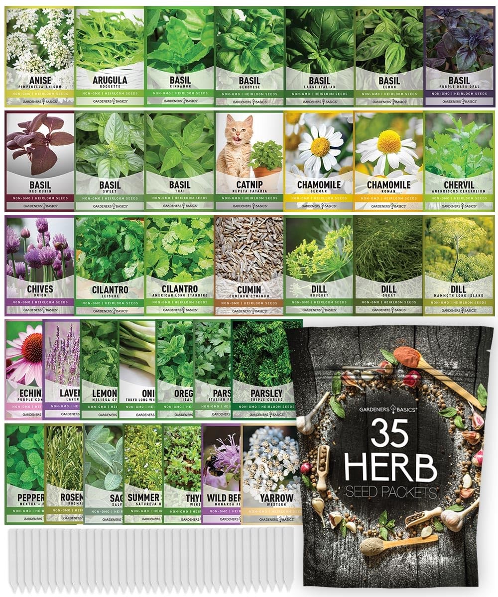 35 Medicinal Herb Seeds Variety Pack – Heirloom NonGMO Healing & Culinary Her…